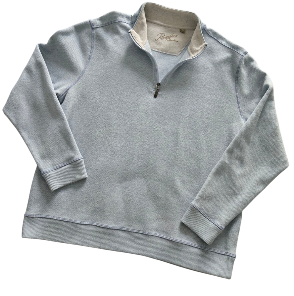 Paradise Collection Light Blue Quarter-Zip Men's Pullover Sweatshirt Size XL